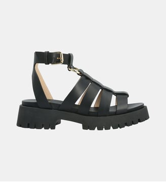 Sandale elise - cuir lisse - Colisée Paris - Noir