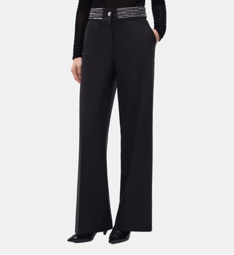 Pantalon palazzo à taille bijou - Pinko - Limousine noire