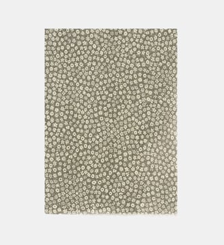 Etole à fines fleurs en coton et soie - FADILA - Pablo - Kaki moyen