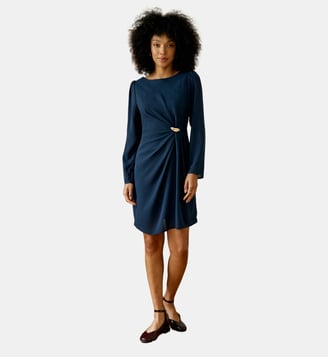 Robe courte asymétrique uni ROSAL - La Petite Etoile - Marine