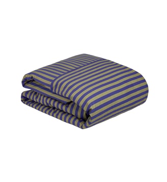 Housse de couette lit double Leonard - Nobodinoz - Indigo stripes
