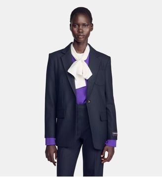 Veste de costume en laine - Sandro - Marine