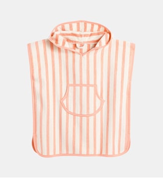 Poncho de bain éponge velours 420 g/m2 - La Redoute Interieurs - Rayé abricot et blanc