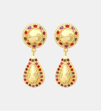 Boucles d'oreilles pendantes clips   - Gloria - Satellite - Rouge