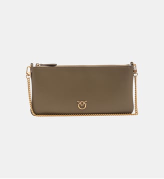 Horizontal flat bag en cuir - Pinko - Marron