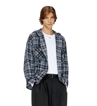 Chemise à capuche en flanelle à carreaux - Diesel - Noir et blanc