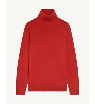 Pull droit col roulé en cachemire 2 fils - Bompard - Rouge quarante