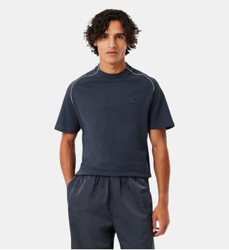 T-shirt en Piqué avec liseré contrasté - Lacoste - Gris foncé