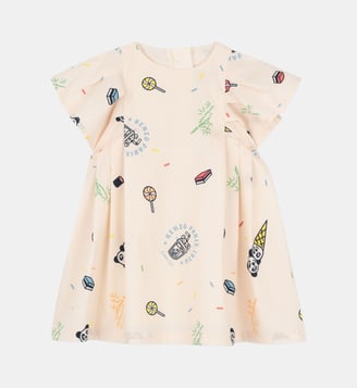 Robe en popeline - Kenzo Kids - Beige et rose