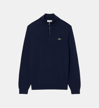 Pull camionneur droit coton bio  - Lacoste - Bleu marine