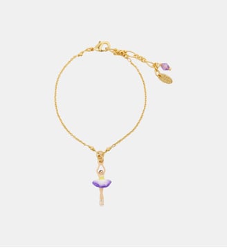 Bracelet ballerine tutu violet et jaune et cristal violet - Les Néréides - Violet
