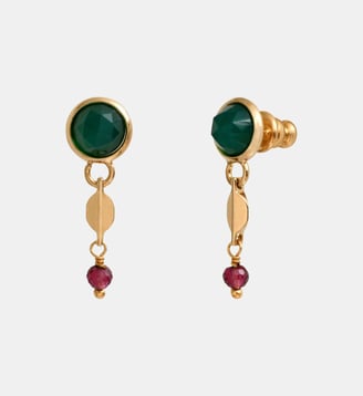 Boucles d'oreilles tiges percées   - Babylone - Satellite - Vert