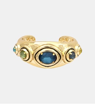 Bracelet manchette   - Carmen - Satellite - Bleu vert