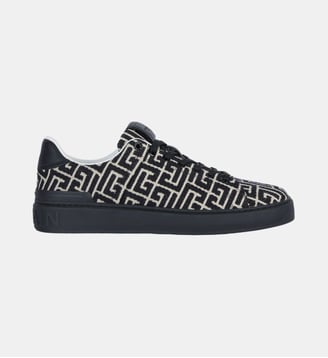 Baskets B-Court en cuir et jacquard Monogramme - Balmain - Noir