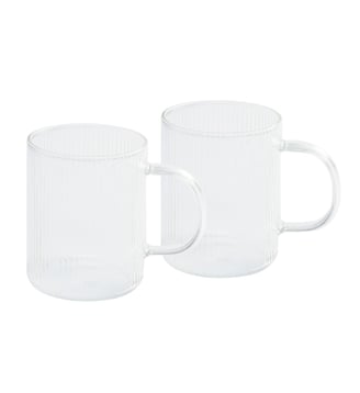 Set de 2 mugs en verre strié Darjeeling, Verre transparent - Cristel - Verre transparent