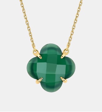 Collier, agate verte, or jaune - Morganne Bello - Or jaune