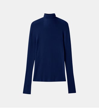 Pull slim col roulé en cachemire  - Bompard - Bleu marine