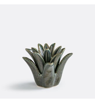 Bougeoir palmier en céramique, hauteur 14,3 cm - La Redoute Interieurs - Vert