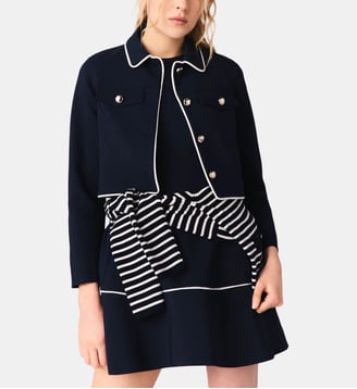 Veste courte à contours contrastés - Maje - Marine