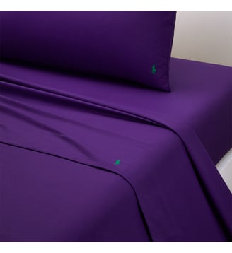 Drap plat en percale de coton - Ralph Lauren Home - Purple chalet