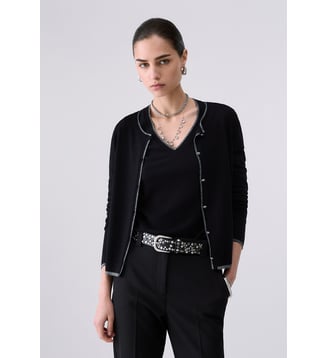 Cardigan à liserés en lurex® - Liu Jo - Noir
