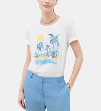 T-shirt tim-relax - Coton - Caroll - Écru