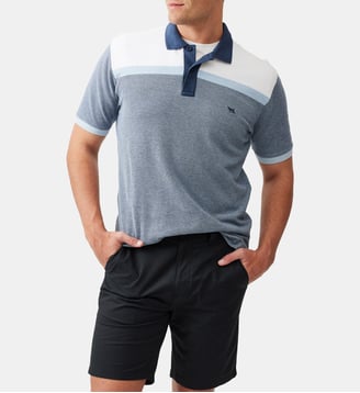 Polo droit rayures en coton manches courtes Whitby - Rodd & Gunn - Sky