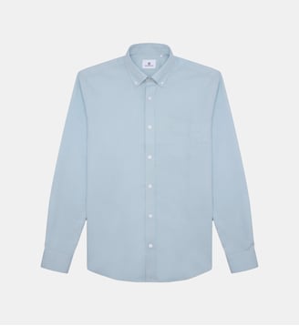 Chemise manches longues en coton avec poche poitrine - Serge Blanco - Bleu ciel