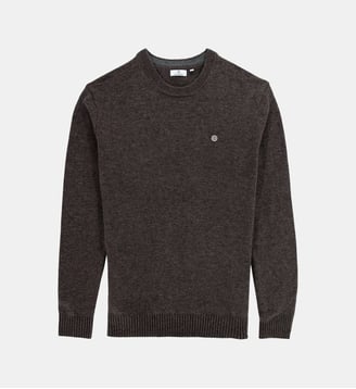 Pull col rond en laine mélangée - Serge Blanco - Marron