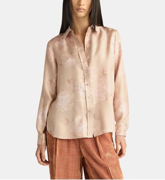 Chemisier arles en twill de soie imprimé - Momonì - Rose