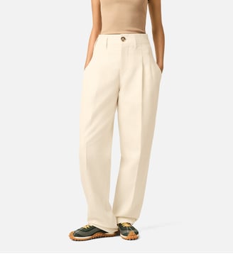 Pantalon deux plis en coton et lin - AMI Paris - Ivoire