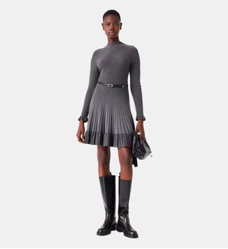 Robe courte en maille degradée - Maje - Gris