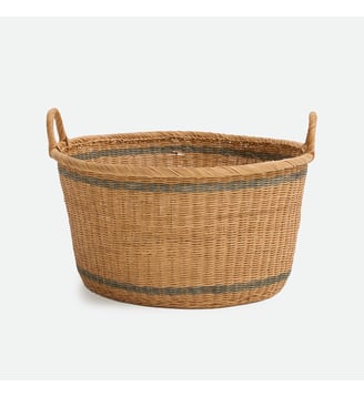 Panier rond en rotin, diamètre 58 cm - La Redoute Interieurs - Naturel et vert