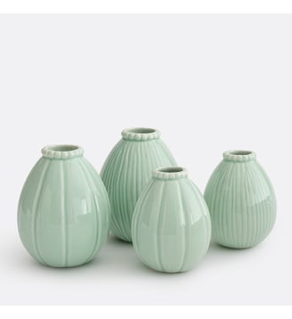 Lot de 4 vases en porcelaine - La Redoute Interieurs - Bleu turquoise