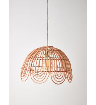 Suspension rotin forme fleur - Cyrillus - Beige moyen uni