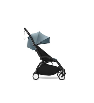 Poussette Yoyo3 6+ Aqua - cadre noir - Stokke - Bleu aqua