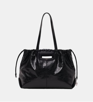 Sac M Tote en cuir craquelé - Maje - Noir