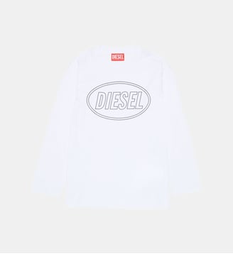 T-shirt à manches longues avec logo - Diesel Kids - Blanc