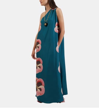 Robe Roy Giga Pansy Placée Blue Petrol - La DoubleJ - Bleu
