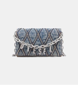 Porte-monnaie en denim matelassé motif argyle - Diesel - Bleu