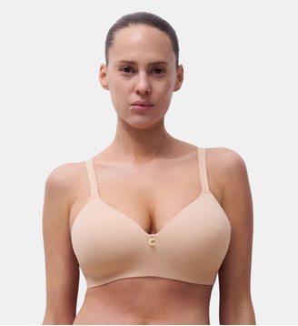 Soutien-gorge coques sans armature maintien en dentelle - Chantelle - Beige doré