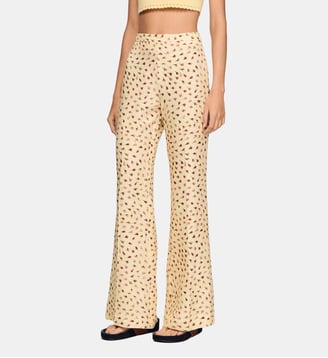 Pantalon à imprimé fleur - Sandro - Beurre et rose