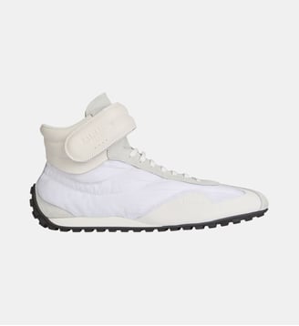 Baskets Racing Mid-Top en nylon et cuir - Balmain - Blanc