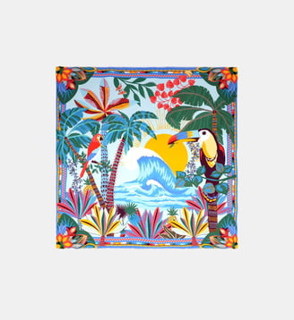 Grand foulard à motifs HAWAI - Wild - Bleu