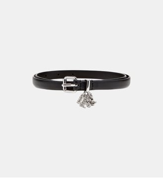 Ceinture 1.4 cm en cuir nappa avec breloques à logo - Diesel - Noir