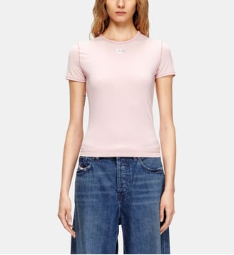 T-shirt ajustée avec ovale D métallique - Diesel - Rose