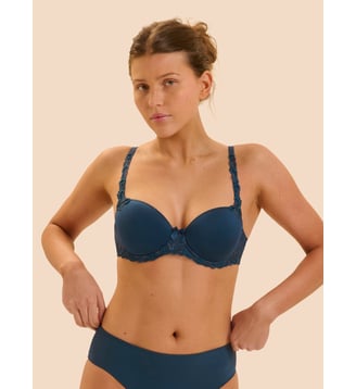 Soutien-gorge décolleté carré en spacer 3D - Bleu pétrole - Simone Pérèle - Bleu pétrole