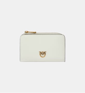 Mini portefeuille en cuir avec love birds - Pinko - Blanc nembo doré antique