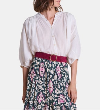 Ceinture robe en croûte de cuir avec surpiqûres La Fée Maraboutée