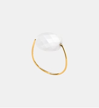 Bague or jaune coussin agate blanche Morganne Bello